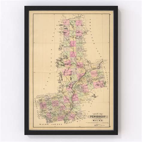 Penobscot County Vintage Map Vintage World Maps Penobscot County Map