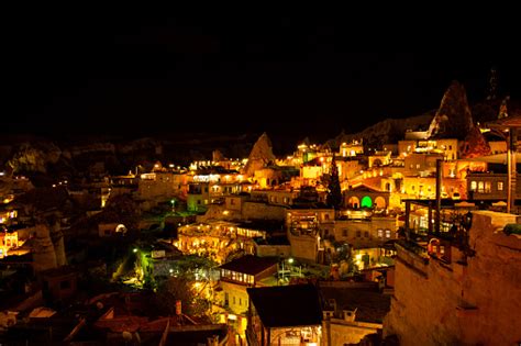 Illuminated City At Night Cappadocia Goreme Most Famous And Popular