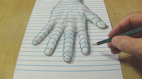 A New Perspective Drawing A Hand On Line Paper Trick Art With