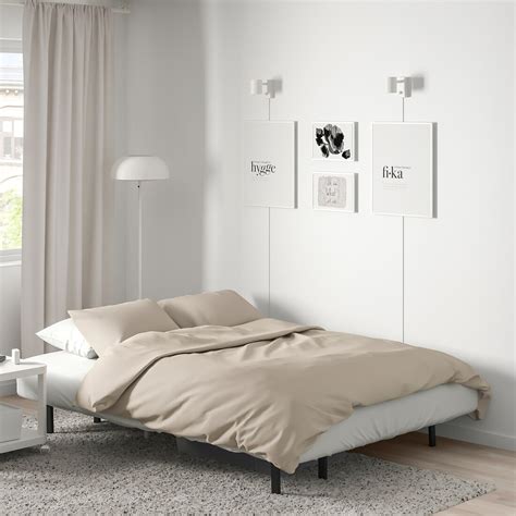 NYHAMN 3-seters sovesofa - med skummadrass/Knisa grå/beige - IKEA