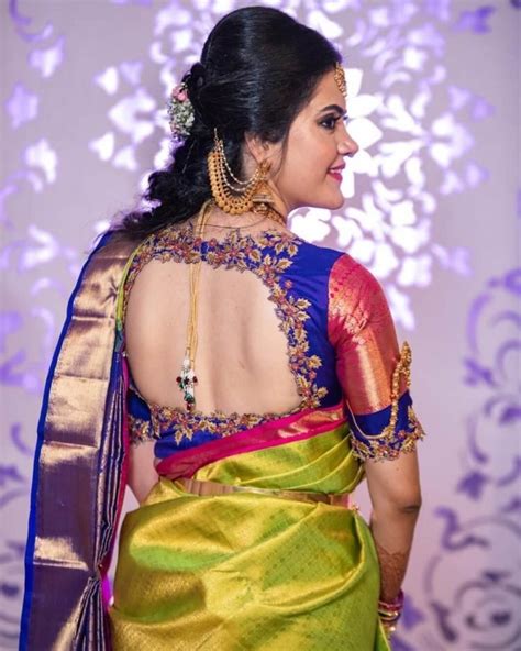 Silk Saree Blouse Back Neck Designs For South Indian Bride Simple