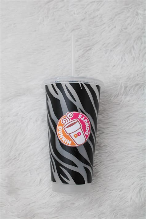 Dunkin Donuts Reusable Cold Drink Cup Zebra Print Etsy