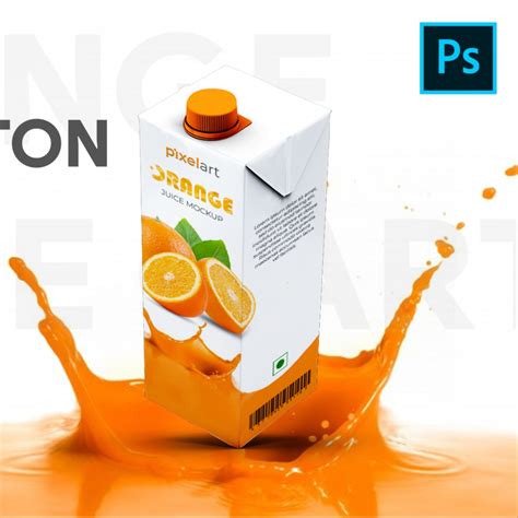 Orange Juice Carton Packaging Mockup Design Photoshop Mockup