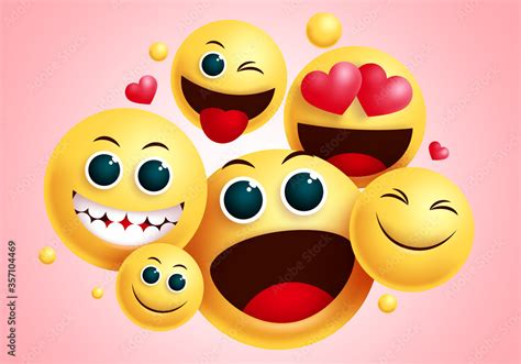 Emojis Smiley Group Vector Design Smileys Emoji Group Of Friends With