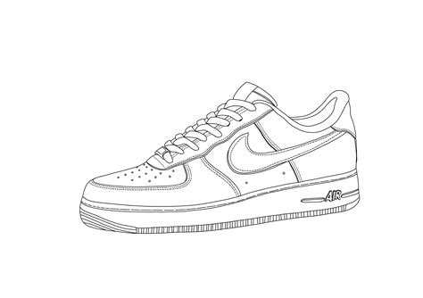 Nike Air Force 1 Monochrome Illustration Line Drawing Fashion