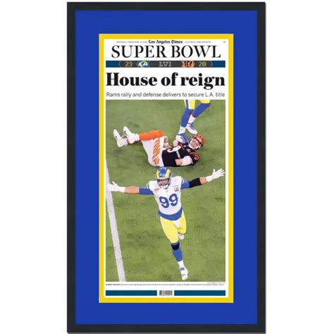Framed Los Angeles Times La Rams Super Bowl Lvi 56 14x24 Newspaper Cover Photo 2 11499 Picclick