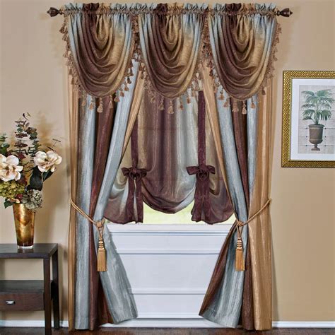 Achim Ombre 42 In L Polyester Window Curtain Waterfall Valance In