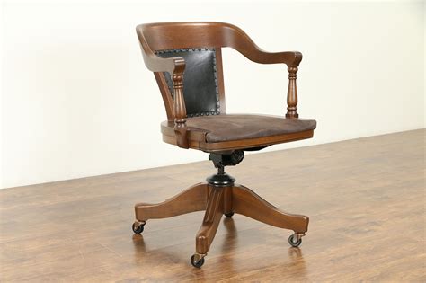 19th century mahogany b�rgermeister desk chair. SOLD - Walnut & Leather Antique Swivel Adjustable Antique ...