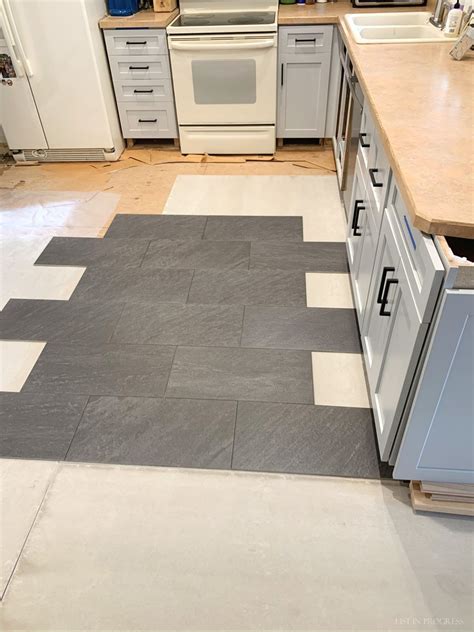 Choosing A Kitchen Floor Tile Layout List In Progress In 2020