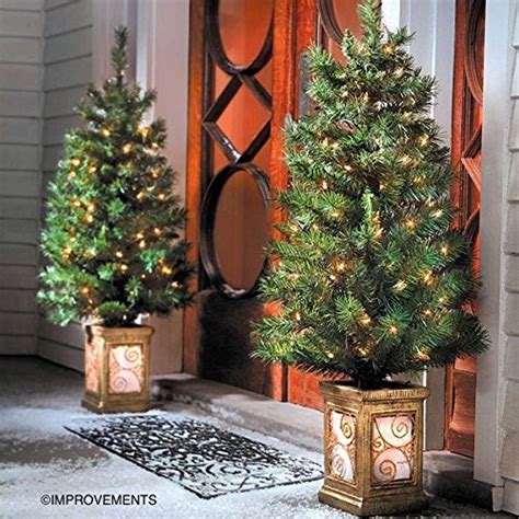 Nice 4 Ft Pre Decorated Christmas Trees Outdoor Artificial Potted Plants