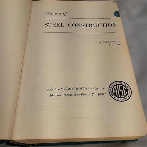 Aisc Manual Of Steel Construction 7th Edition 1970 Flexibound Etsy