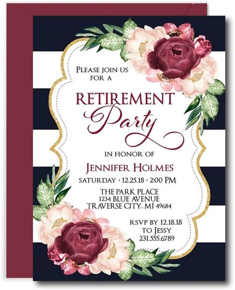 Floral Retirement Invitations Retirement Party Invitations