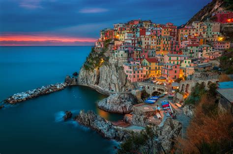 Landscape City Italy Manarola Cinque Terre Wallpapers Hd Desktop