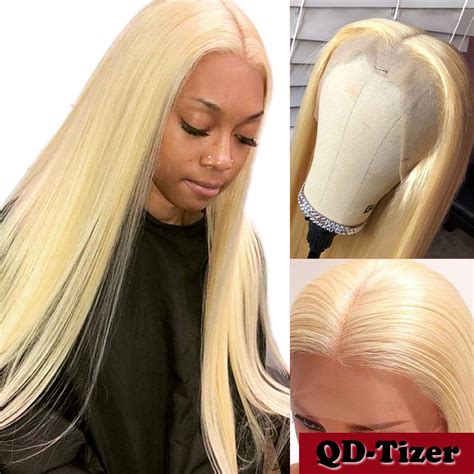 Synthetic Hair Lace Front Wig Straight Long Full Wigs Light Blonde