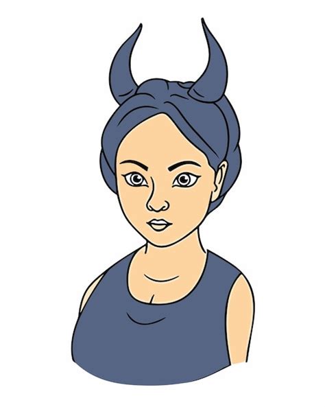 Premium Vector A Cartoon Woman With Horns On Her Head
