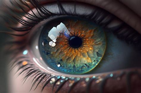 Premium AI Image Close Up Of Human Eye With Blue Iris Generative AI