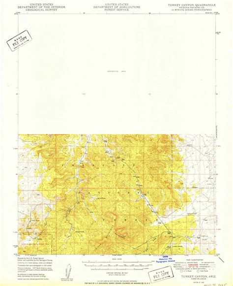 Turkey Canyon Arizona 1950 1950 Usgs Old Topo Map Reprint 15x15 Az