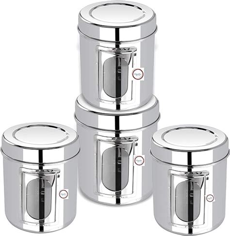buy opullo stainless steel containers with lid steel containers for kitchen storage see thru