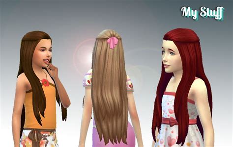 Mystufforigin Pure Hair Version 2 Bow For Girls ~ Sims 4 Hairs