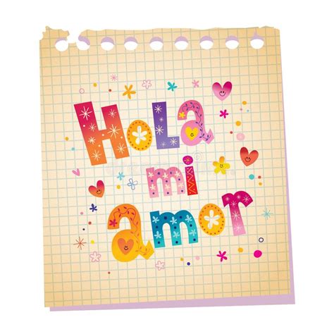 Hola Mi Amor Hello Mijn Liefde In Het Spaans Vector Illustratie