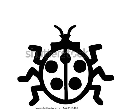 Ladybug Silhouette Vector Illustration Black White Stock Vector