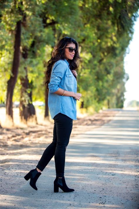 Fall Styling How To Wear A Denim Shirt And Denim Shirt Outfit Ideas