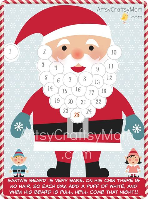 Free Holiday Printable Santa Advent Calendar And T Tags Artsy