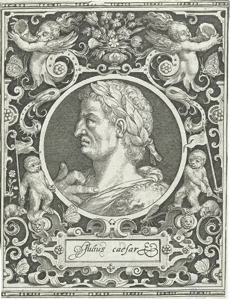 Portrait Of Julius Caesar In Medallion Inside Rectangular Drawing By
