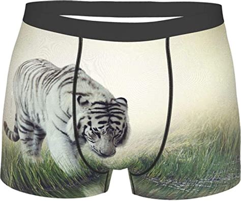 Poslang Wild Animal White Tiger Boxer Briefs Soft Underwear Breathable