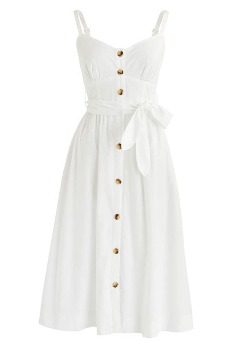 j crew classic button front sundress in cotton poplin in white lyst