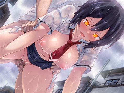 Game Cg 1girl All Fours Black Hair Blush Breasts Censored
