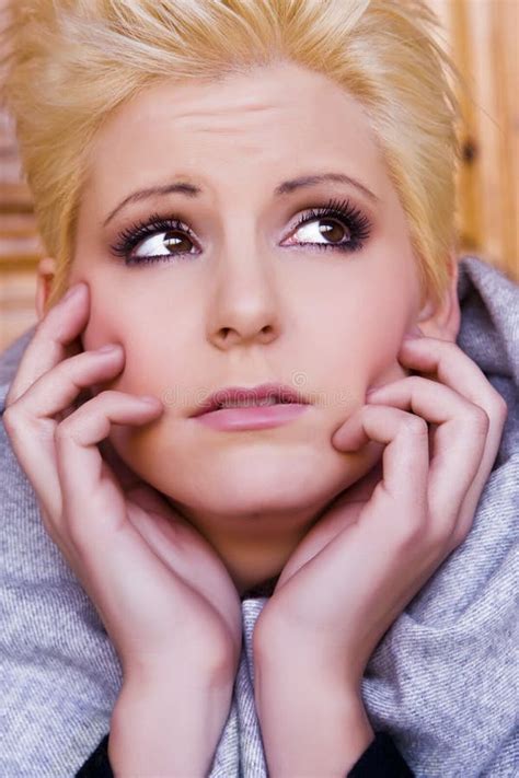 Beautiful Blond Woman Surprise Shock Face Expression Expressing Anxiety