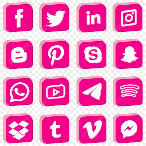 Pink Social Media Vector Png Images Pink D Social Media Icons Social