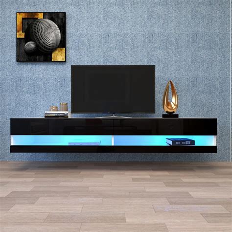 Tv Stand With Led Lights Floating Tv Stand Wall Mounted Media Console