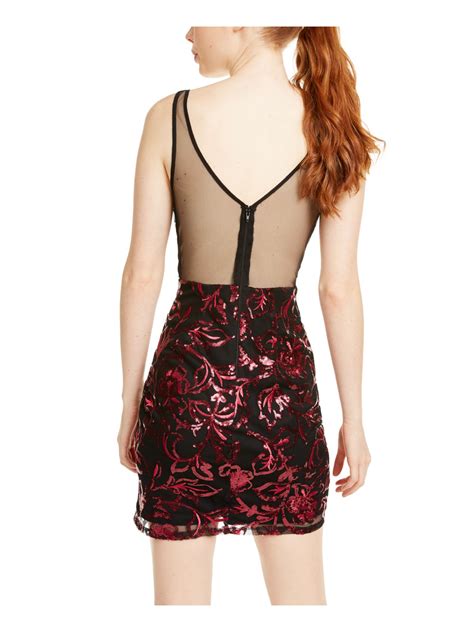 Sequin Hearts Womens Red Sleeveless Short Body Con Cocktail Dress