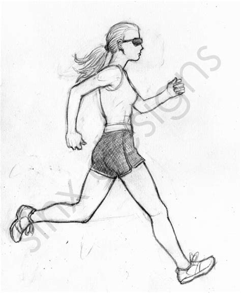 Another Running Girl Pencil Sketch Sinx Designs