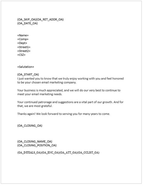 Letter Closings Thank You Database Letter Templates