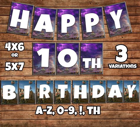 Fortnite Birthday Party Banner Printable And Customizable A Z 0 9