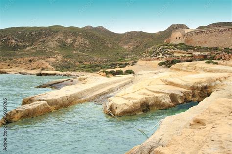 Fotka Rodalquilar beach Natural Park of Cabo de Gata Almería spain Fossils of tertiary