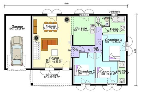 Plan De Maison Plain Pied Avec Suite Parentale Mezzanine Terrasse
