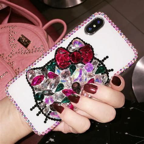 For Iphone X Xr Bling Crystal Luxury Hello Kitty Diamond Case For