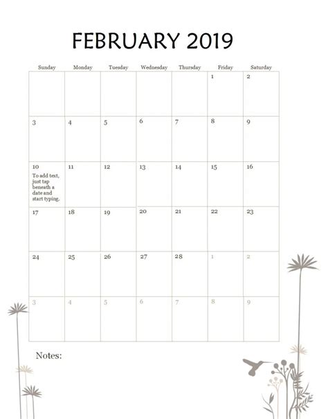 Free Printable February 2019 Calendar