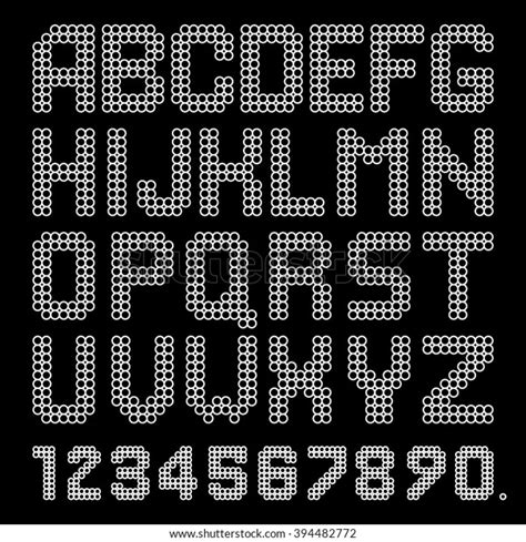 White Polka Dot Alphabet On Black Stock Vector Royalty Free 394482772