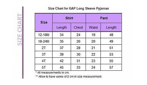 gap size chart boys
