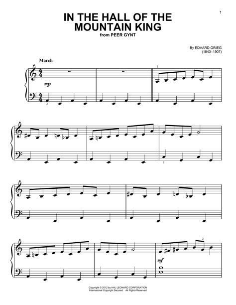 In The Hall Of The Mountain King Sheet Music By Edvard Grieg Easy