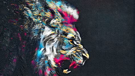2560x1440 Abstract Artistic Colorful Lion 1440p Resolution Hd 4k