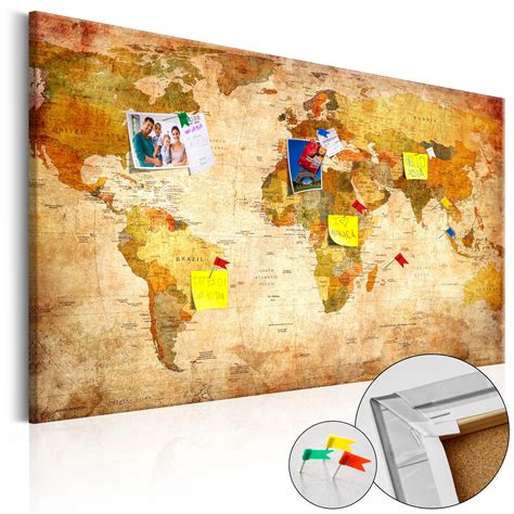 World Map Pinboard Cork Board Canvas Print Wall Art Picture Home K A