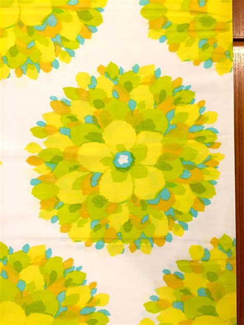 Mod 60s Flower Power Fabric With Sunny Yellow Hippie Chic Etsy
