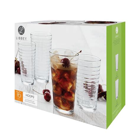 Libbey Tumbler And Rocks Hoops Drinking Glass Combo Set Of 16 Kitchen Stuff Plus