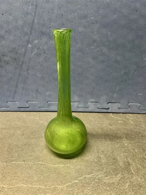 Vase Soliflore Ancien En Verre Bullé Vert Biot Eur 25 00 Picclick Fr